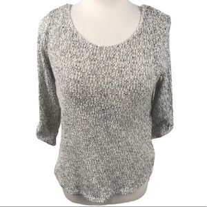BCX knit sweater top gray white